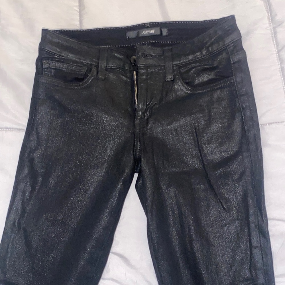 Joes black “leather” jeans